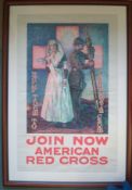 Rare Original WW1 Poster: Urquhart-Wilcox Help Them to Bear their Cross Join Now American Red