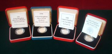 Collection of United Kingdom Piedfort Silver Proof Pound Coins: To include the following