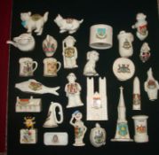 Collection of Crested Ware Mainly Animals and unusual shapes: Featuring various Towns on Dogs,