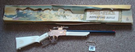 Lone Star 73 Repeating Rifle: Cheyenne Sharpshooter having White plastic Butt with Chrome plated