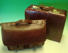 Two Brown/Red Leather Cases: Ashwood Soft leather case having various pockets together with Hard