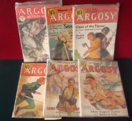 Six 1920s/30s American Argosy Pulps: To include 1st September 1928, 22nd June 1935, 13th July