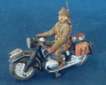 Elastolin – Military Motorcycle and Soldier: Comprising: Composition & Tinplate Motorcycle [