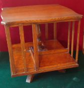 Edwardian Desk Top Square Rotating Bookcase: Having central turned column and shaped top 37 x 37 x
