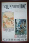 Original WW1 Poster: The Hun and the Home. A Bit of England. Our Homes are Secure. Mothers & Wives