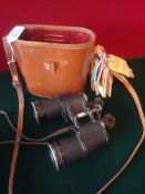 Pair of Binoculars in Brown Leather Case: 10 x 50 Marinox Paris having 30 Card Horse racing Passes