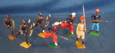 Britains Metal African Figures: To include 7 Standing Figures 4 having moving Arms (7)