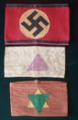 WW2 German Armband: Red with Swastika in White circle having a RZ paper sticker inside together with