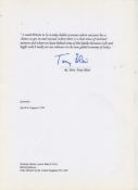 Autograph ? Tony Blair^ Prime Minister printed quotation signed: ?I want Britain to be a stake-