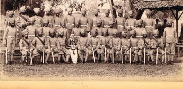 India Panoramic view of Sikh soldiers c1890 - 1900. Measures 29cm by 13cm