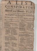 Charles II ? The Rye House Plot rare group of printed documents relating to the Plot ? the attempt