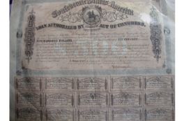 America ? Civil War good example of a Confederate States loan certificate for $500 dated March 1st