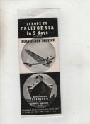 Ephemera ? Advertising ? Cruise Ships and Airlines 1938 Europe to California in 5 days by the