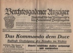 WWII ? rare SS Newspaper from Berchtesgarden edition of the Berchtesgardener Unzeiger for June 12th