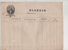 Scarce document of the famous Tight Rope Walker Blondin ? the ?Hero of Niagara? Portrait of Blondin
