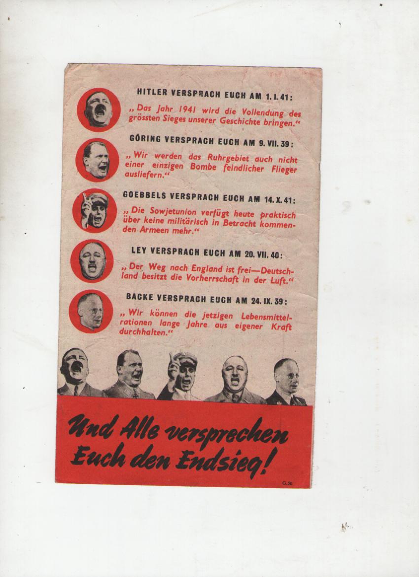 WWII ? propaganda British issue leaflet featuring the heads of some of the leading Nazis with one