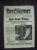 WWII ? Anti-Semitic Literature Der Sturmer edition No 24 for June 1938 of this most notorious