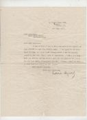 Autograph ? politics ? Normal Angell tls dated July 3rd 1913 regretting that he could not make an
