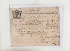 Ephemera ? London. Very early printed bill^ bought of swann^ buck^ barlow & wheatley^ mercers at