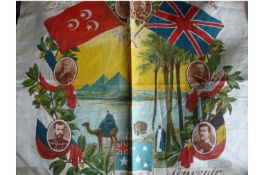 Military ? Egypt Campaign fine silk banner featuring a scene in Egypt with the pyramids in the