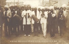 India ? Sikh Procession in Canada. A rare photographic postcard showing a Sikh religious procession