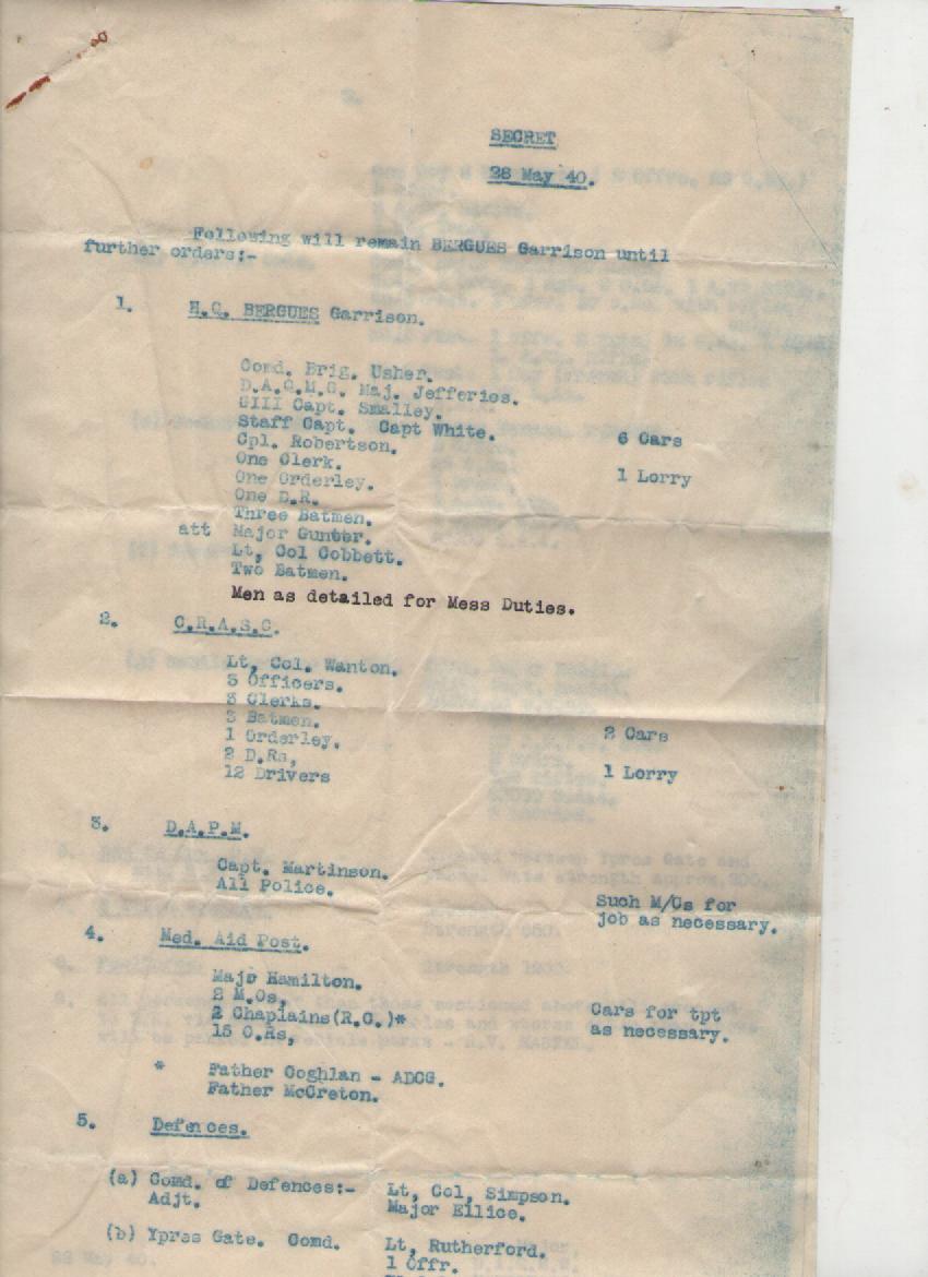 Dunkirk WWII ? the Battle of Flanders two original typescripts written by Staff Captain (later