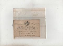 Ephemera ? London ? St Bartholomew?s Hospital c1820s. Student Doctors Pass Card to Lectures in