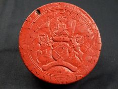 India ? Sikh History A rare large red wax court seal from the Princely Sikh State of Jind. Thick