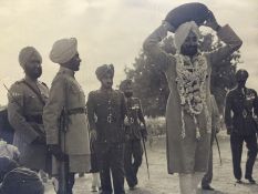 India ? Punjab ? Maharaja Patiala Laying Foundation at Fatehgarh. Rare photograph showing the Sikh