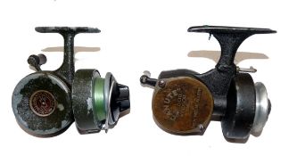 REELS: (2) The Canute Windsor Engineering Co., threadline spinning reel, black crackle finish, fixed