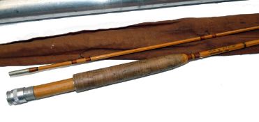 ROD: EJ Knott custom built English 7`6" 2 piece split cane trout fly rod in fine condition, lined