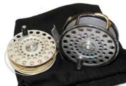 REEL & SPOOL: (2) Hardy "The LRH Lightweight" alloy trout fly reel, 4 pillar model with early L