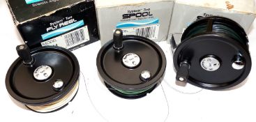 REEL & SPOOLS: (3) Scientific Angler`s System Two 1011 wide drum high tech alloy salmon fly reel, in