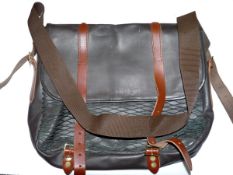 TACKLE BAG: Marcus Warwick supplied traditional leather game and tackle bag, measuring 19"x15", mesh