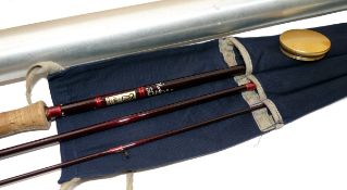 ROD: Hardy Graphite Stillwater 12` 3 piece fly rod, line rate 6/7, burgundy blank, whipped burgundy,