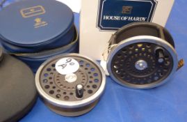 REEL & SPOOL: (2) Hardy Marquis Salon No.2 alloy fly reel, ribbed brass foot, backplate tension