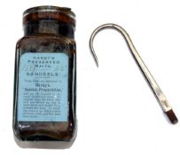 ACCESSORIES: (2) Hardy`s preserved Sand Eel bait glass jar with contents, sealed with original tin