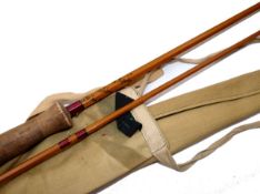 ROD: Hardy "The Perfection Palakona" 9`6" 2 piece split cane trout fly rod, post numbered, line rate