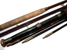 RODS: (2) Pair of decorative dark stained greenheart salmon worming rods, a 10`6" 2 piece with