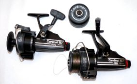 REELS: (2) Pair of Abu Sweden Cardinal 157 spinning reels, left hand wind, folding handles, rear