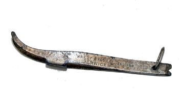 ACCESORY: Hardy early Curate tweezers and cuter, 3.5" long, side plates stamped "Hardy Bros Ltd.,