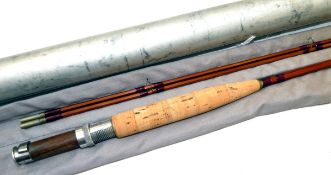 ROD: Orvis impregnated 7`6" 2 piece + correct spare tip split bamboo trout fly rod, in as new