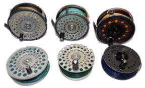 REELS & SPOOLS: (6) Hardy Zenith wide drum alloy fly reel with heavy U shaped line guide, rim