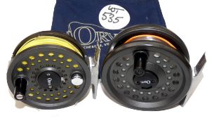 REELS: (2) Orvis Battenkill Disc 3-4 Bar Stock alloy fly reel, grey finish, backplate brake