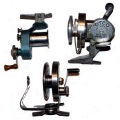 REELS: (3) Three unusual USA spinning reels, an Otco Will No Backlash model, spring bail release,