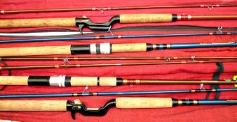 RODS: (4) Collection of 4 Abu Sweden Fibreglass spinning rods, an Abu Atlantic 460 9` 2 piece