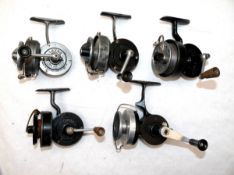 REELS: (5) Collection of 5 Pezon et Michel French alloy spinning reels, comprising 4 x Luxor models,