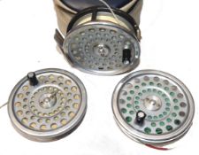 REEL & 2 SPOOLS: Hardy Marquis No6 alloy trout fly reel, grey finish, U shaped line guide, rim