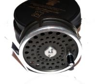 REEL: Hardy Marquis 8/9 alloy trout fly reel, black handle, backplate brake tensioner, correct