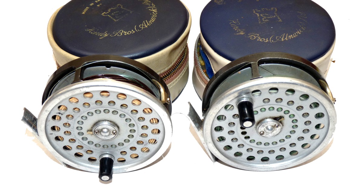 REELS: (2) Pair of Hardy Marquis 8/9 alloy fly reels, both with U shaped line guides, backplate